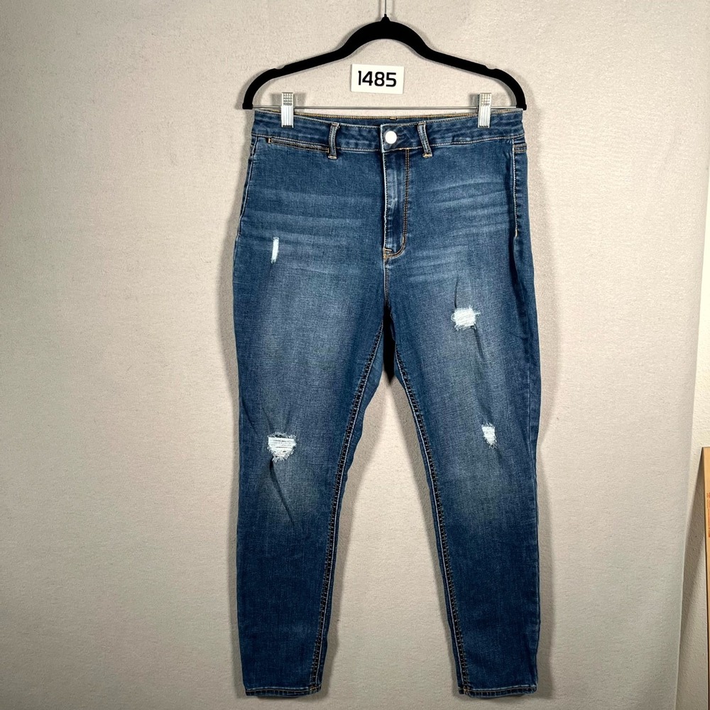 U.S. Polo Assn. Skinny Jeans Womens 12R Blue Denim Distressed Stretch Streetwear
